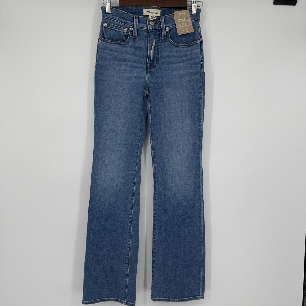 NWT Madewell‎ Kick Out Full Length Light Wash Straight Leg Womens W24 Mid Rise